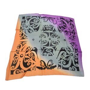Colorful Square Silk Scarf Handpainted Batik Fuji Silk Scarf - NEW